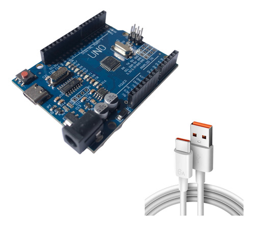 Placa Compatível Arduino Uno R3 Smd Ch340 Usbc + Cabo Usb-c