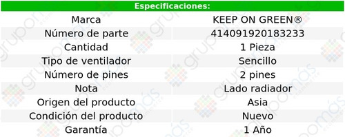 Motoventilador Sencillo 2 Pines Accord V6 3.5l Honda 08/12