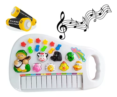 Piano infantil som bichos teclado brinquedo animais bebe