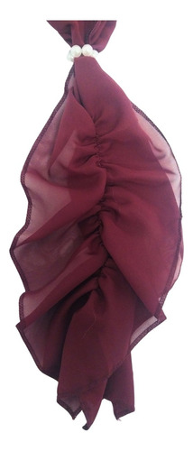 Lenço Echarpe Feminino Marsala Franzido Para Eventos Marsala Liso Franzino 120x20
