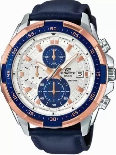 Reloj Casio Edifice Efr-5345l-2av Malla Cuero Azul 