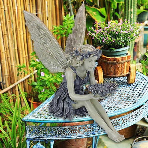Ornamentos De Estátua De Fada Do Jardim Ao Ar Livre Mbvbn, D