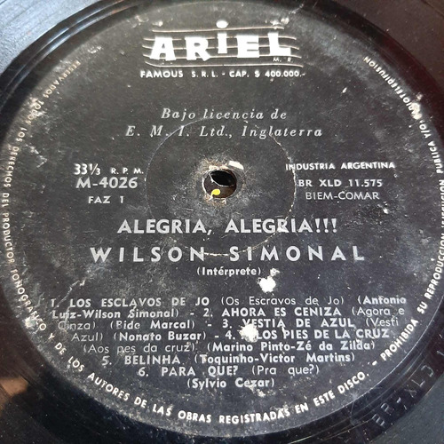 Sin Tapa Disco Wilson Simonal Alegria Alegria Si0