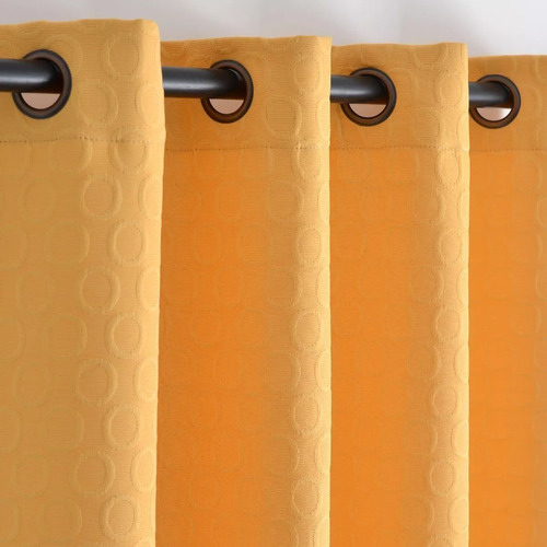 Set Cortinas Hogar 2 Paños 140x220 Cm Diseño Espiral Color Amarillo A9782