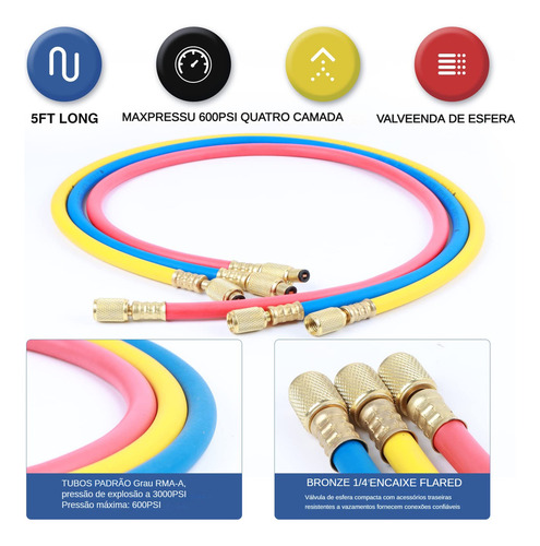 Joyfox Manômetro Manifold Ar Condicionado Automotivo R410 C/ Maleta Engates
