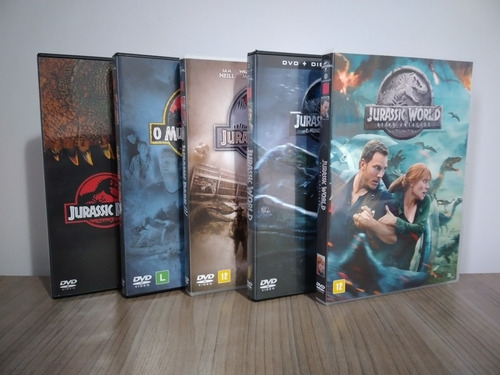 Imagem 1 de 8 de Lote Coleção 5 Dvds Jurassic Park Originais, Dublados