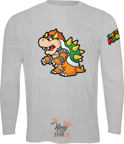 Polera Manga Larga, Bowser, Mario Bros, Nintendo, Peaches