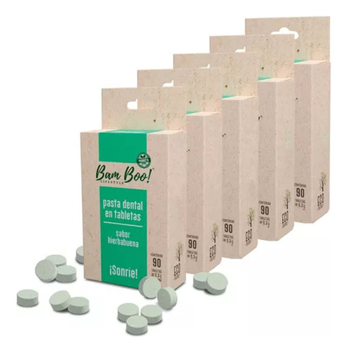 Pasta Dental Sólida De Hierbabuena 450 Tabletas Bam Boo