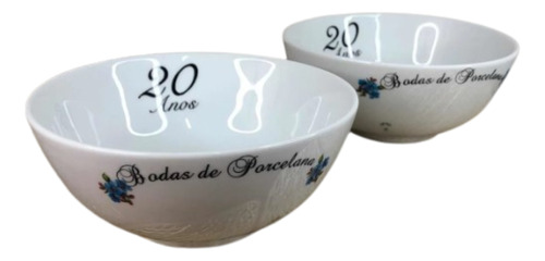 Kit Casal Bowl Bodas De Porcelana 20 Anos 300ml