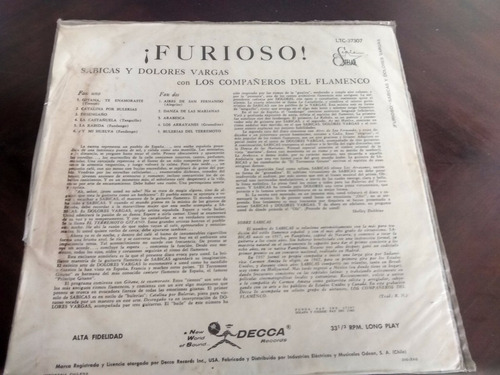 Vinilo Lp De Dolores Vargas -sabicas (u925