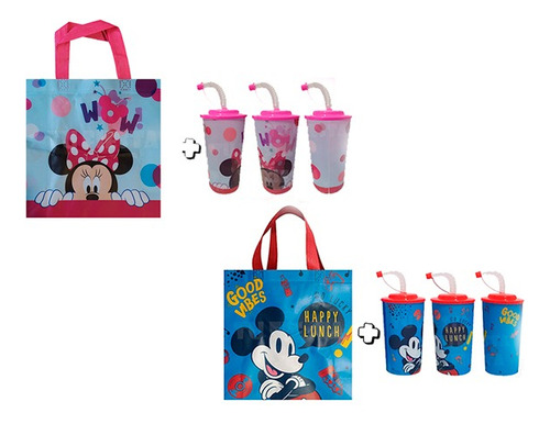 Paquete De 20 Bolsas Y 20 Vasos Minnie Y Mickey Mouse