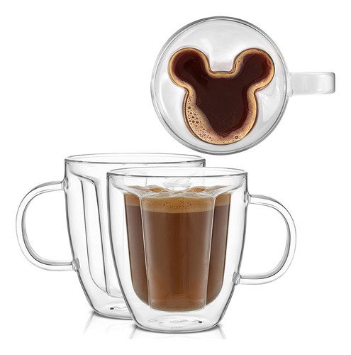 Joyjolt Disney Mickey Mouse 3d Tazas De Café 10oz. Tazas De 