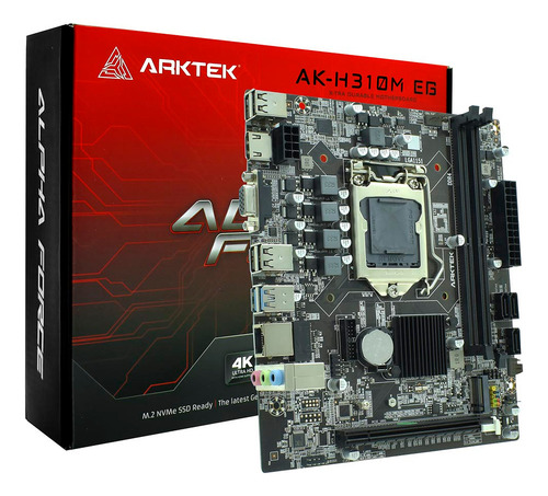 Mainboard Arktek Ak-h310m-eg S-1151 8va 9na Ddr4, 2xpci-e