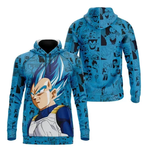 Blusa De Frio Moletom Canguru Com Capuz Desenho Vegeta