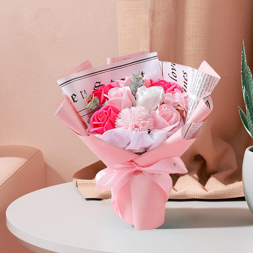 Jabón Artificial Ramo De Flores Rosa Eterna Para
