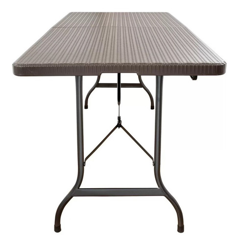 Mesa Dobrável Portatil Rattan Vime 1,80m Vira Maleta Camping