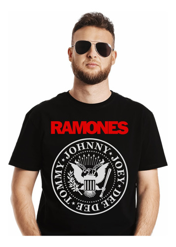 Polera Ramones Johnny Joey Dee Dee Tommy Logo Rojo Punk Impr