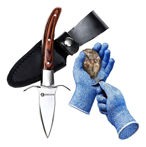Cuchillo Y Guante Para Descortezar Ostras Hicoup - Kit Para