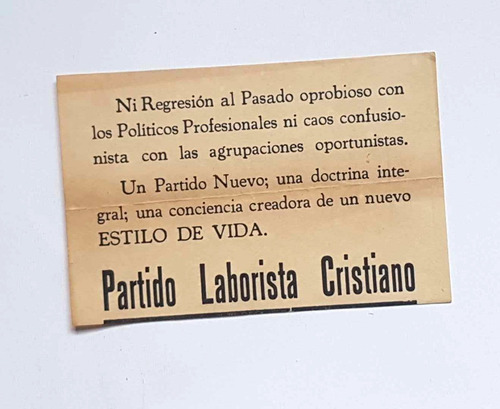 Volante Del Partido Laborista Cristiano, Circa 1960