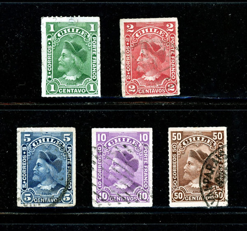 Sellos Postales De Chile. Colón. Cabezones. Con Sombra. 1900