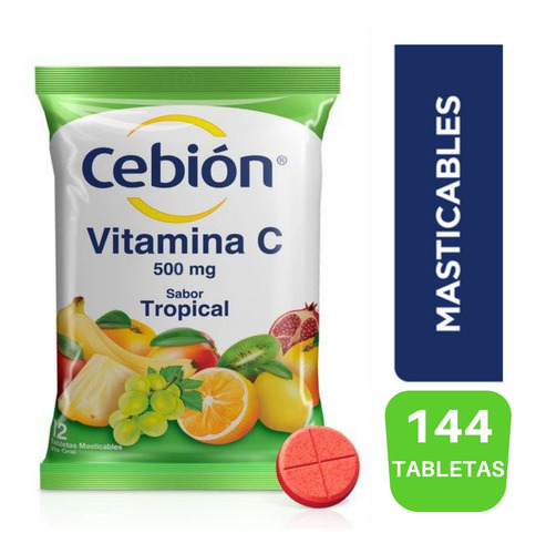 Cebión Masticables Vitamina C Tropical 12 Pack 144 Tab