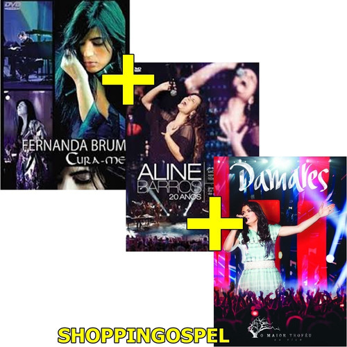 Kit 3 Dvds Aline Barros 20 Anos + Fernanda Brum + Damares