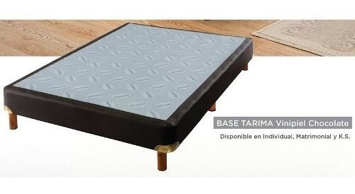 Imagen 1 de 4 de Base Tarima Vinipiel Matrimonial - Chocolate Këssa Muebles