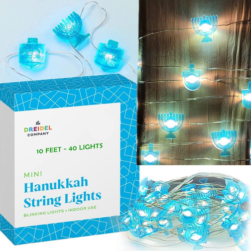 The Dreidel Led Lights, Menorah Style, Indoor, 10'