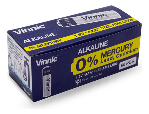 Pilas Aaa Alcalinas Vinnic Caja Cerrada X 60 Unidades