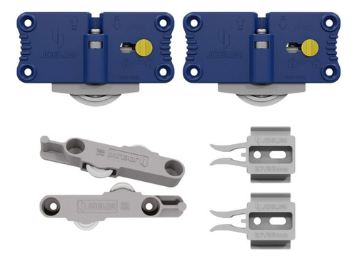 Kit Porta Correr Joelini Embutir Jp85 Folga Zero Azul 28.5mm