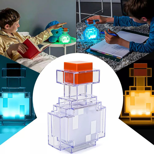 Botella Decorativa De Minecraft Con Luz Led Nocturna