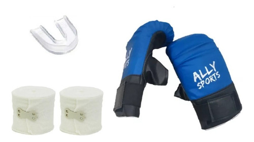 Combo Kit Guantines Vendas Protector Bucal Boxeo Kick Boxing