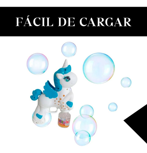 Pistola Unicornio Burbujas Juguete Niños Burbujero Infantil Celeste