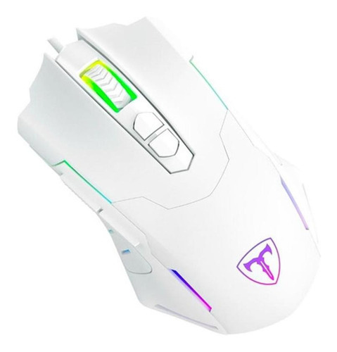 Mouse Gamer, 7200 dpi, 7 botones, Brigadier, en forma de T, blanco, RGB