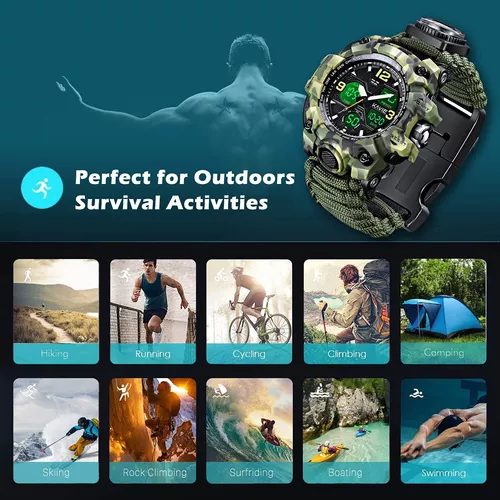 Reloj de Pulsera Militar Táctico Reloj Digital Analógico Impermeable para  Hombre