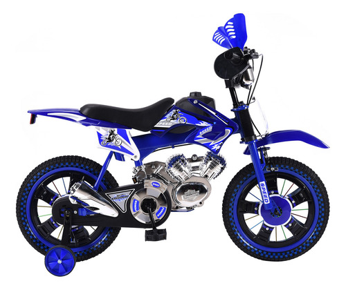 Bicicleta Entrenadora Niños Aeiou Baj-15005 R16 Motocross Color Azul Tamaño Del Cuadro 16