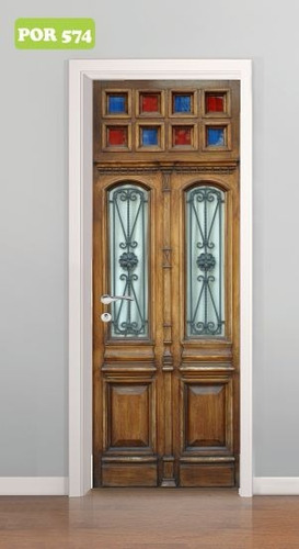 Imagem 2 de 2 de Adesivo Decorativo Porta Madeira Textura Clássica Mod. 574