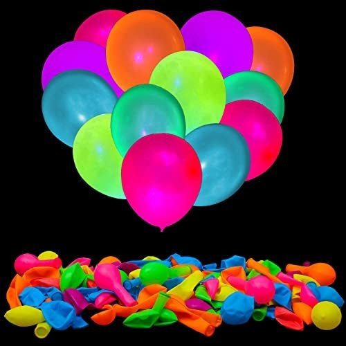 100 Piezas De Neón Uv Globos ,neon Glow Party Globos M3fp1