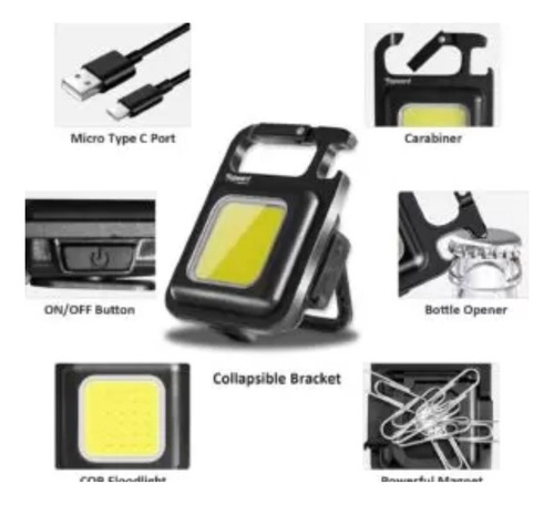Mini Linterna Led Llavero Recargable Magnético