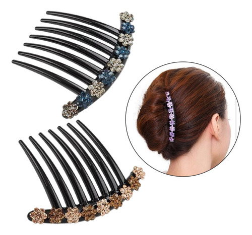Sh 2 Uds Peine Diamantes Imitación Clip Updo Bun Maker