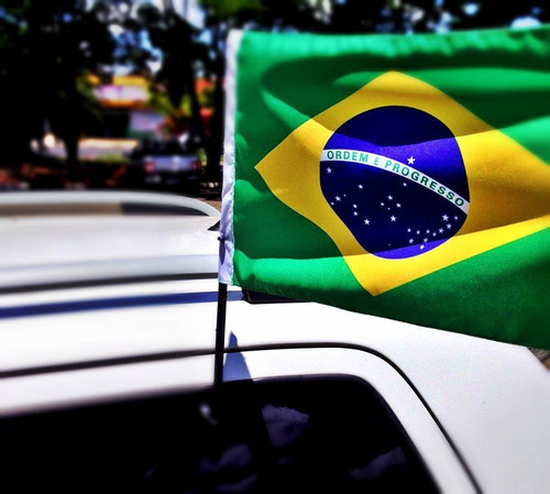 Bandera país Brasil verde, armarrilo y azul Buono Importadora Carro de 0.3m x 21cm pack por 2