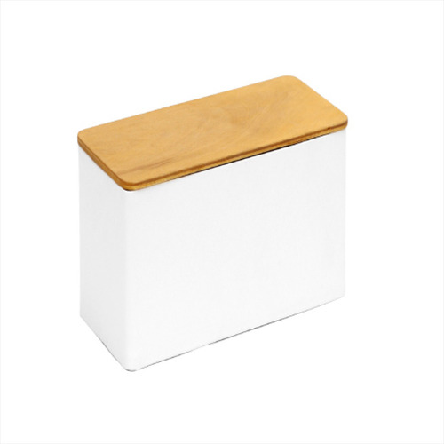 Lata Decorativa Tapa Madera Cuadrada 16x16x9 Cm Cocina Baño