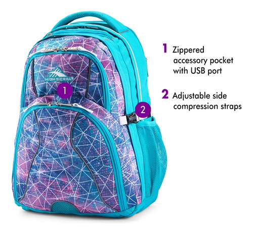 Mochila High Sierra Swerve Sequin Facets/bluebird/white