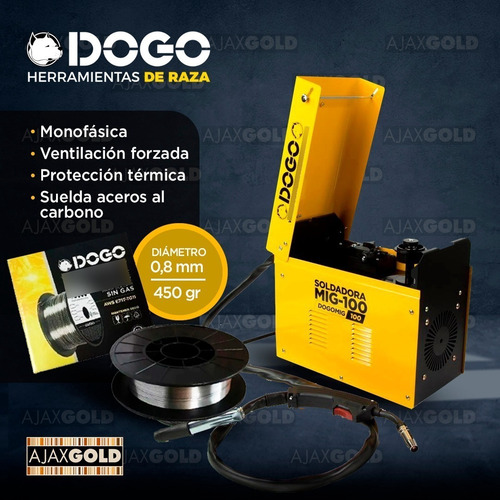 Imagen 3 de 6 de Soldadora Mma 100 Flux S/ Gas Dogo + Torcha Y Alambre Gratis