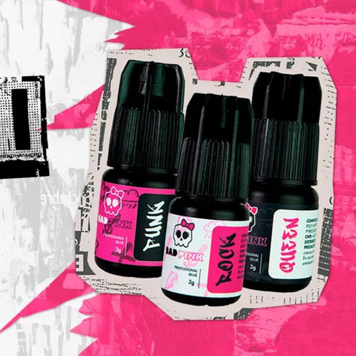 Cola Adesivo Bad Pink Extensão Cílios Queen Punk Rock 1 Un