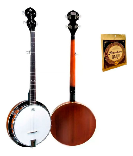 Banjo Americano 5 Cordas Mogno C/ Pele Remo Strinberg Wb50