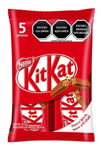 Kitkat Chocolate Con Leche 5 Piezas De 41.5 Gr. C/u