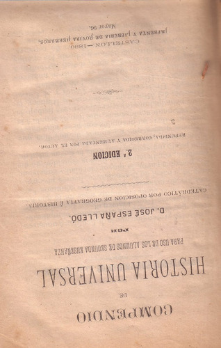 Compendio De Historia Universal Jose España Lledo Tapa Dura