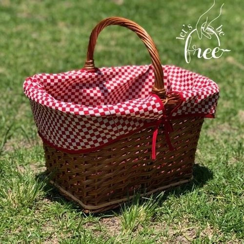 Canasta Picnic Vinera Sin Tapa Con Funda Y Mantel