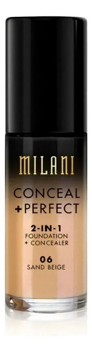 Base de maquiagem líquida Milani Foundation Conceal + Perfect 2 en 1 Conceal + Perfect 2-IN-1 Foundation + Concealer tom 06 sand beige  -  30mL 30g